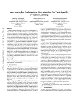 Neuromorphic Architecture Optimization for Task-Specific Dynamic
  Learning