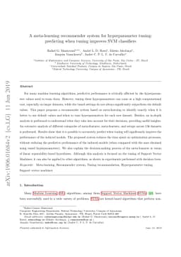 A meta-learning recommender system for hyperparameter tuning: predicting
  when tuning improves SVM classifiers