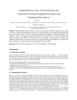 An Introduction to a New Text Classification and Visualization for
  Natural Language Processing Using Topological Data Analysis