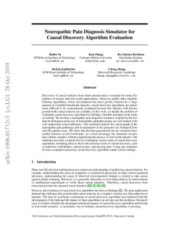 Neuropathic Pain Diagnosis Simulator for Causal Discovery Algorithm
  Evaluation