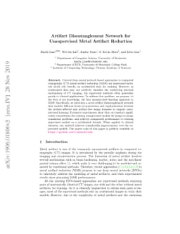 Artifact Disentanglement Network for Unsupervised Metal Artifact
  Reduction