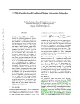 CCMI : Classifier based Conditional Mutual Information Estimation