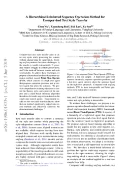 A Hierarchical Reinforced Sequence Operation Method for Unsupervised
  Text Style Transfer
