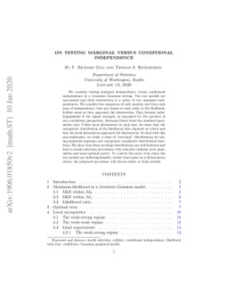 On Testing Marginal versus Conditional Independence