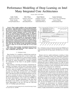 Performance Modelling of Deep Learning on Intel Many Integrated Core
  Architectures