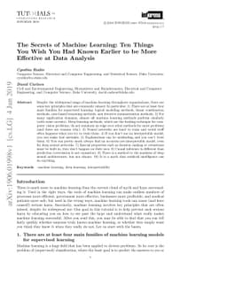 The Secrets of Machine Learning: Ten Things You Wish You Had Known
  Earlier to be More Effective at Data Analysis