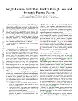 Single-Camera Basketball Tracker through Pose and Semantic Feature
  Fusion