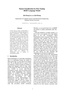PatentBERT: Patent Classification with Fine-Tuning a pre-trained BERT
  Model