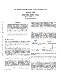 Ex-Twit: Explainable Twitter Mining on Health Data