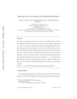 Bayesian Active Learning With Abstention Feedbacks