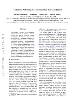 Variational Pretraining for Semi-supervised Text Classification