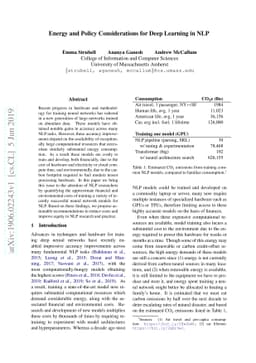 Energy and Policy Considerations for Deep Learning in NLP