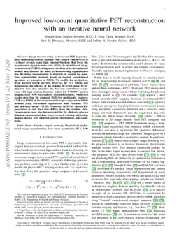 Improved low-count quantitative PET reconstruction with an iterative
  neural network
