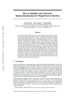 How to Initialize your Network? Robust Initialization for WeightNorm &
  ResNets