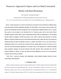 Nonconvex Approach for Sparse and Low-Rank Constrained Models with Dual
  Momentum