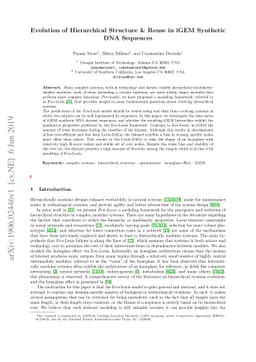 Evolution of Hierarchical Structure & Reuse in iGEM Synthetic DNA
  Sequences