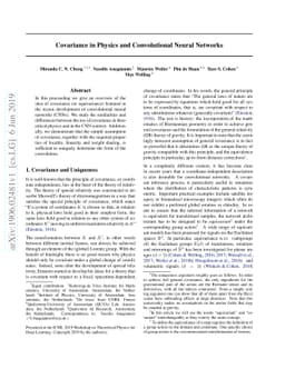 Covariance in Physics and Convolutional Neural Networks