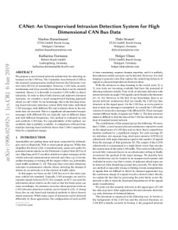 CANet: An Unsupervised Intrusion Detection System for High Dimensional
  CAN Bus Data