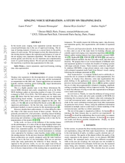 Singing voice separation: a study on training data
