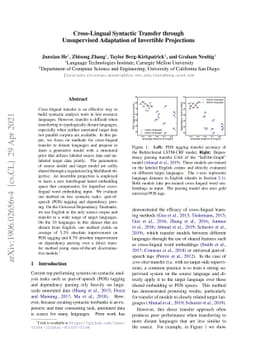 Cross-Lingual Syntactic Transfer through Unsupervised Adaptation of
  Invertible Projections