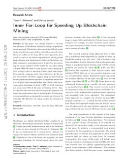 Inner For-Loop for Speeding Up Blockchain Mining
