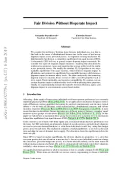 Fair Division Without Disparate Impact
