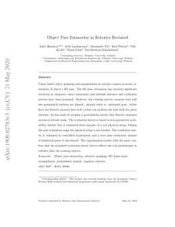 Object Pose Estimation in Robotics Revisited