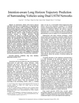 Intention-aware Long Horizon Trajectory Prediction of Surrounding
  Vehicles using Dual LSTM Networks