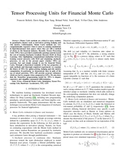 Tensor Processing Units for Financial Monte Carlo