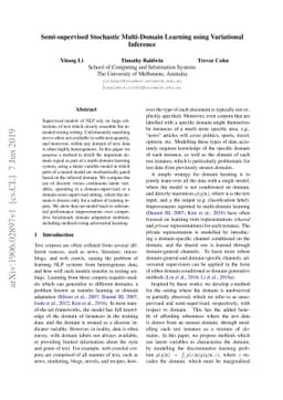 Semi-supervised Stochastic Multi-Domain Learning using Variational
  Inference