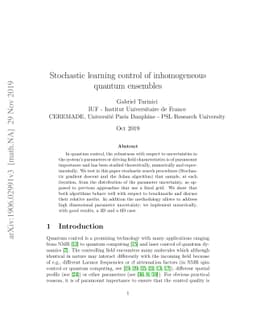 Stochastic learning control of inhomogeneous quantum ensembles