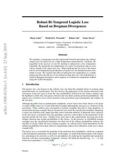 Robust Bi-Tempered Logistic Loss Based on Bregman Divergences