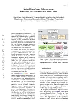 Seeing Things from a Different Angle: Discovering Diverse Perspectives
  about Claims