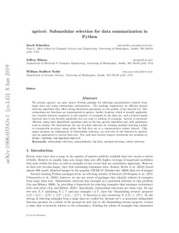 apricot: Submodular selection for data summarization in Python