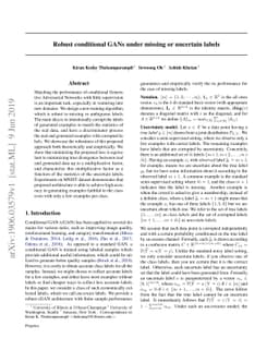 Robust conditional GANs under missing or uncertain labels