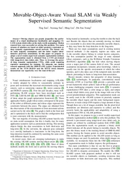 Movable-Object-Aware Visual SLAM via Weakly Supervised Semantic
  Segmentation
