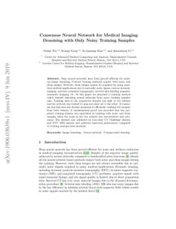 Consensus Neural Network for Medical Imaging Denoising with Only Noisy
  Training Samples