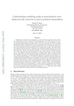 Understanding overfitting peaks in generalization error: Analytical risk
  curves for $l_2$ and $l_1$ penalized interpolation