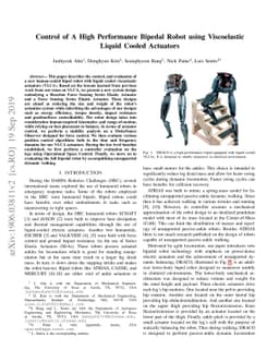 Control of A High Performance Bipedal Robot using Viscoelastic Liquid
  Cooled Actuators