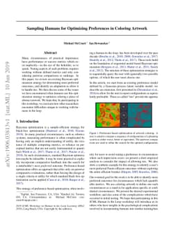 Sampling Humans for Optimizing Preferences in Coloring Artwork