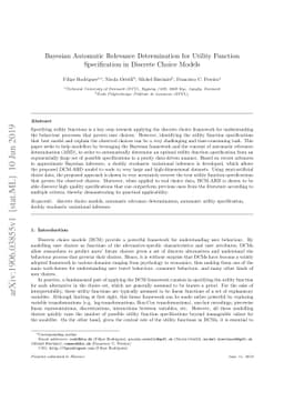 Bayesian Automatic Relevance Determination for Utility Function
  Specification in Discrete Choice Models