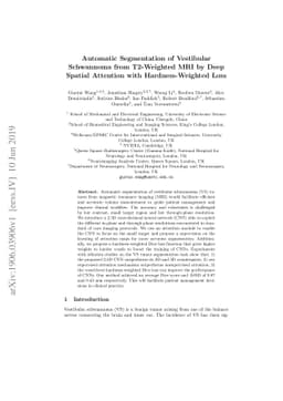 Automatic Segmentation of Vestibular Schwannoma from T2-Weighted MRI by
  Deep Spatial Attention with Hardness-Weighted Loss
