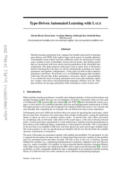 Type-Driven Automated Learning with Lale