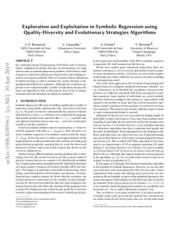 Exploration and Exploitation in Symbolic Regression using
  Quality-Diversity and Evolutionary Strategies Algorithms