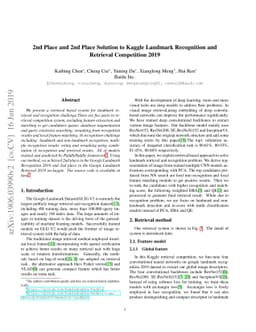 2nd Place and 2nd Place Solution to Kaggle Landmark Recognition
  andRetrieval Competition 2019