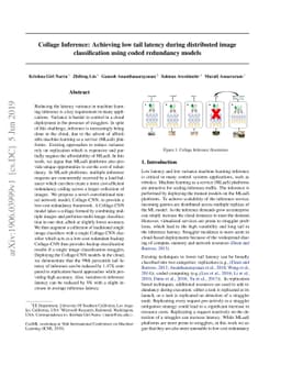 Collage Inference: Achieving low tail latency during distributed image
  classification using coded redundancy models