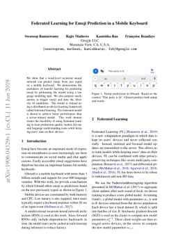 Federated Learning for Emoji Prediction in a Mobile Keyboard