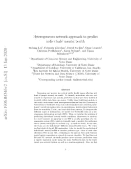 Heterogeneous network approach to predict individuals' mental health