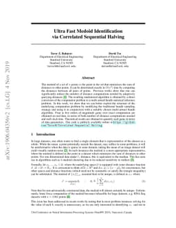 Ultra Fast Medoid Identification via Correlated Sequential Halving
