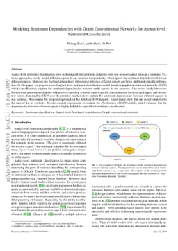 Modeling Sentiment Dependencies with Graph Convolutional Networks for
  Aspect-level Sentiment Classification